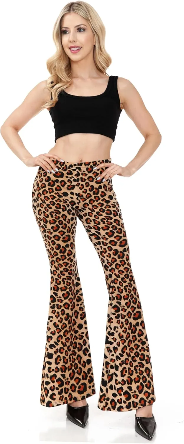 SSOULM Women's Stretchy Wide Leg High Waist Bell Bottom Flare Pants with Plus Size