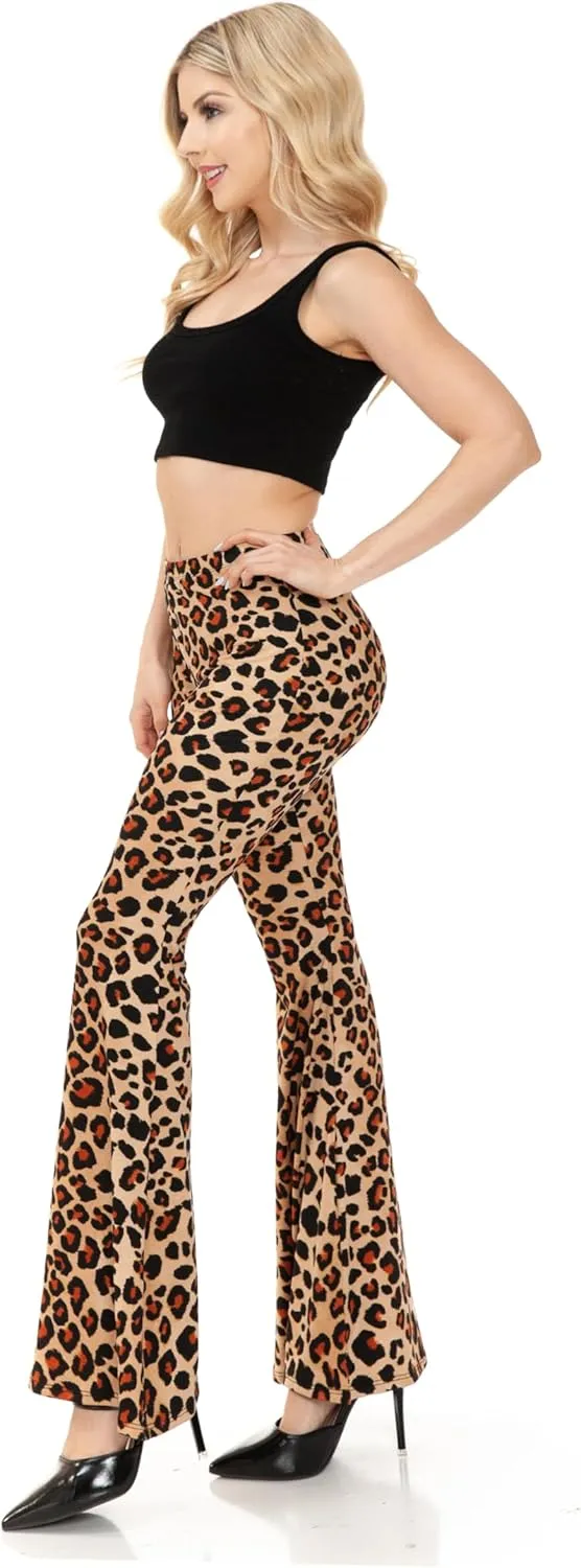 SSOULM Women's Stretchy Wide Leg High Waist Bell Bottom Flare Pants with Plus Size