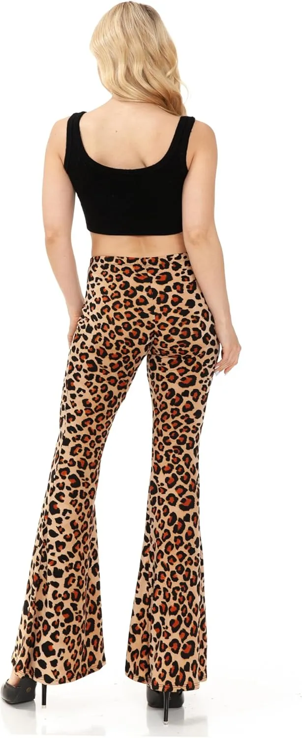 SSOULM Women's Stretchy Wide Leg High Waist Bell Bottom Flare Pants with Plus Size