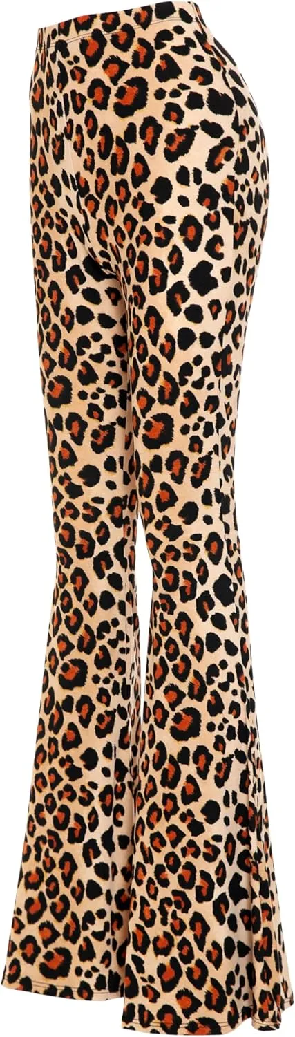 SSOULM Women's Stretchy Wide Leg High Waist Bell Bottom Flare Pants with Plus Size