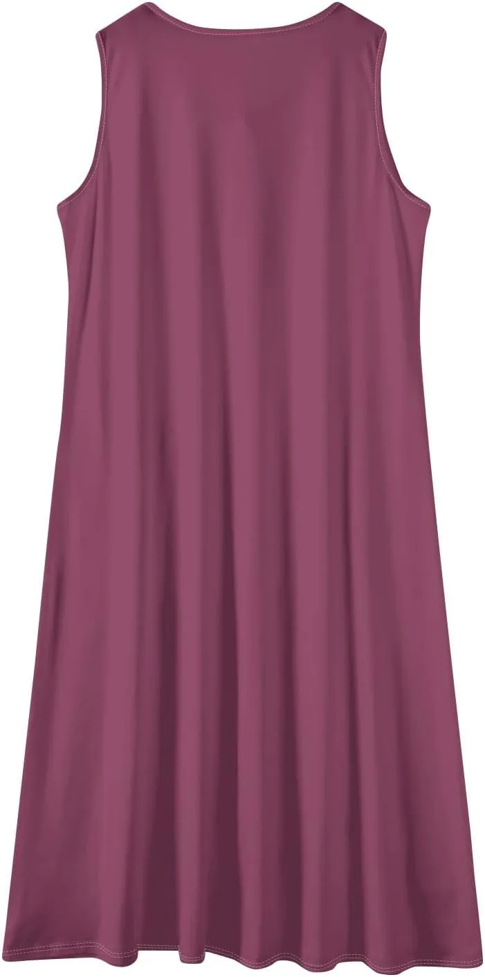 Sun Dresses for Women 2025 Vacation Summer Boho Beach Casual Empire Waist A-Line Midi Flowy Sundresses with Pockets