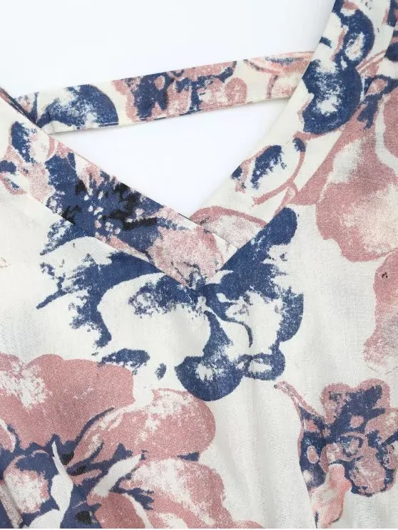 TastyHottie - Trendy Puff Sleeve Floral Print Cut Out Dress
