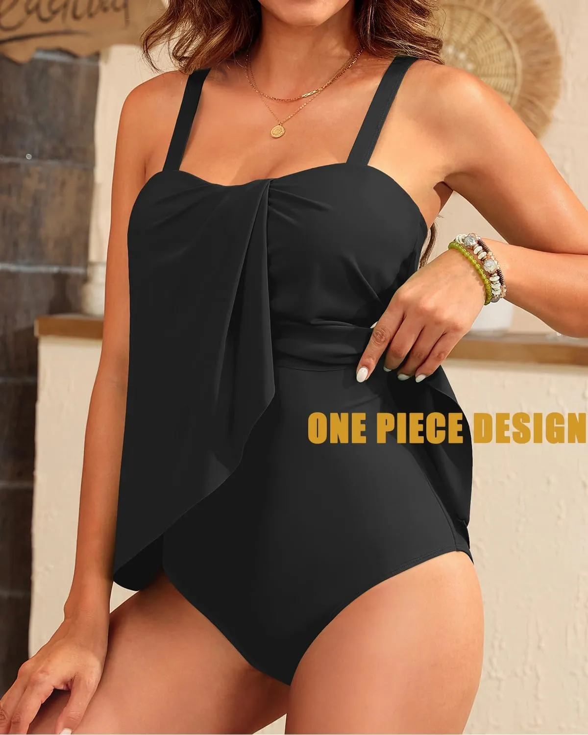 Tempt Me One Piece Swimsuit for Women - Flyaway Layer Tummy Control Bathing Suit 2025 Swimwear