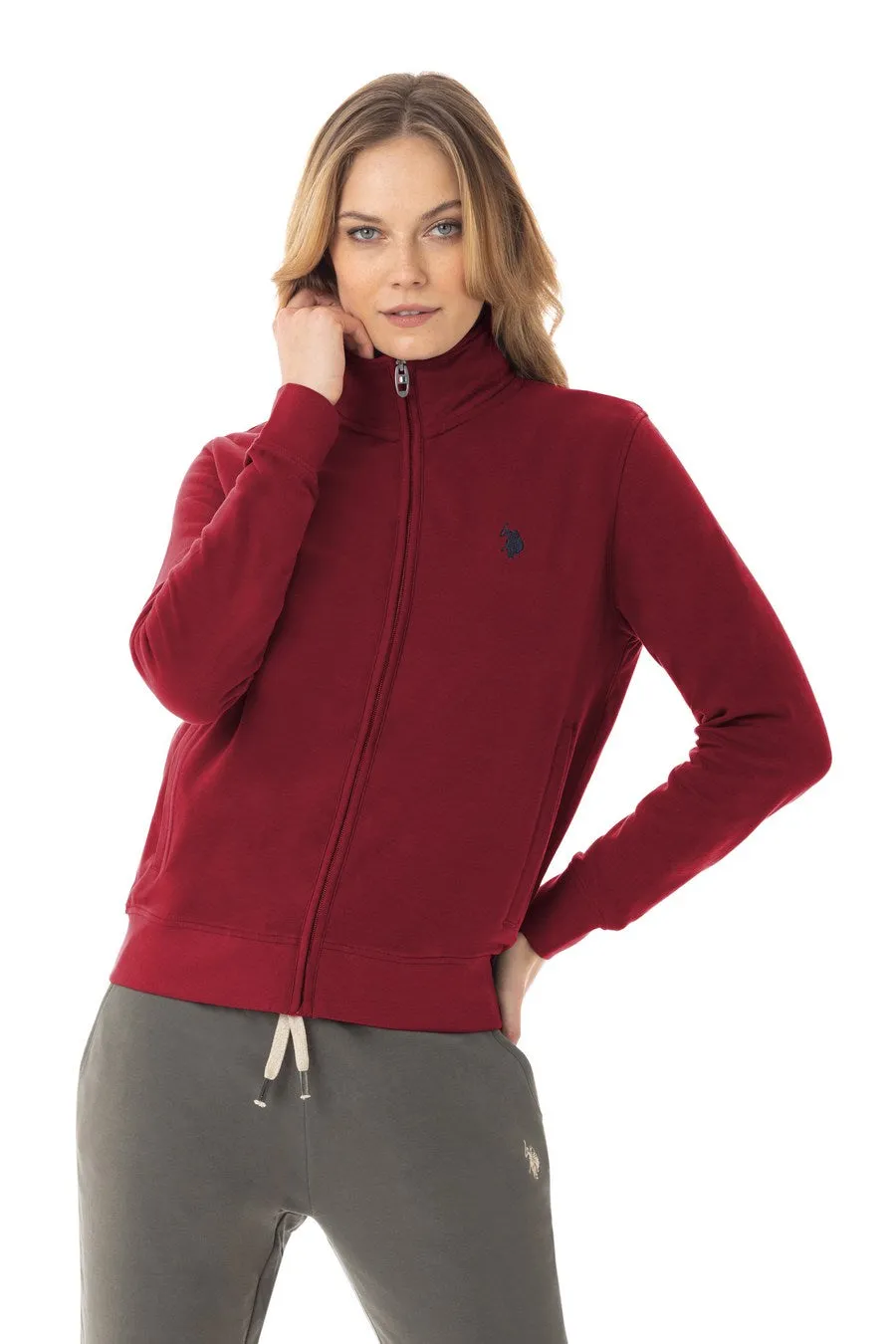 US POLO WOMENS ZIP-UP ICON LOGO HOODIE