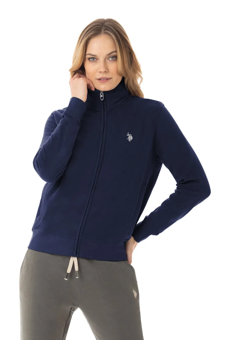 US POLO WOMENS ZIP-UP ICON LOGO HOODIE