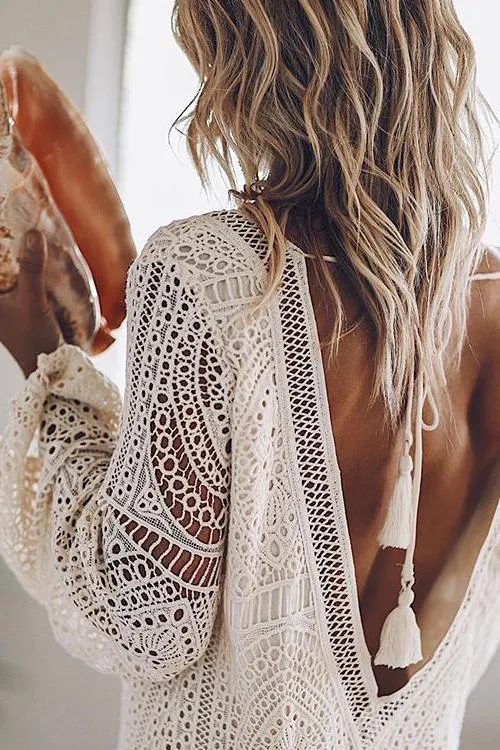 V Neck Long Trendy Sleeve Mini Dress