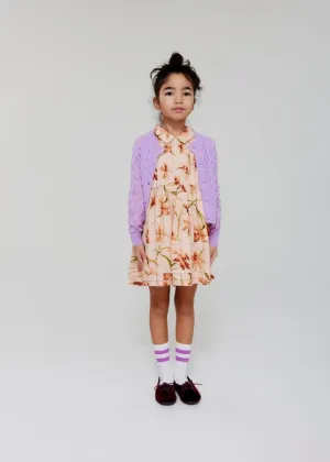 VERONA WAFFLE GIRLS CROPPED CARDIGAN - LILAC