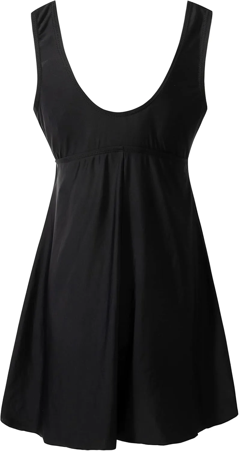 wantdo Women's Plus Size One Piece Swimsuit U Back Tummy Control Bathing Suit Recycled Eco-Friendly Swim Dress