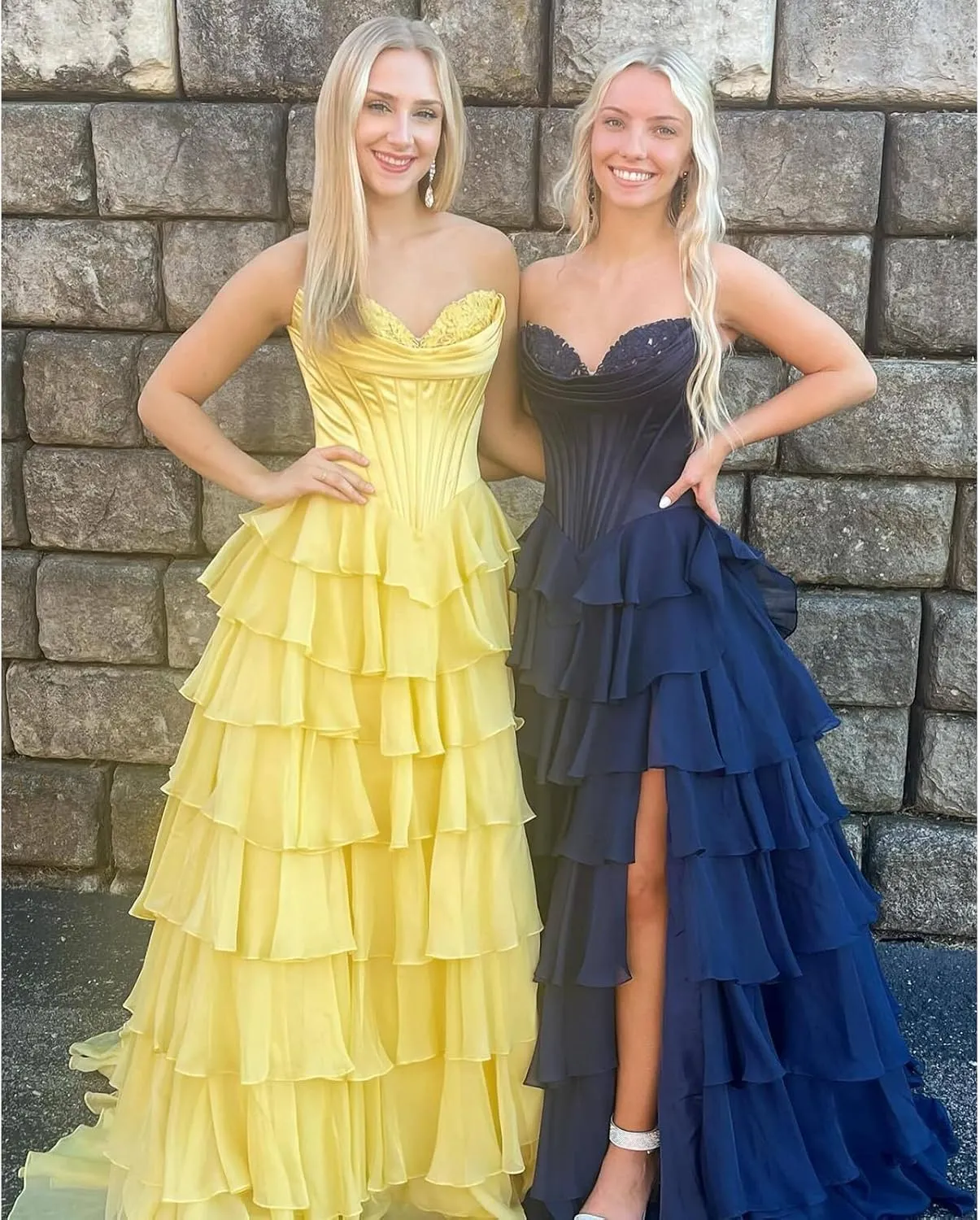 WIOJEIGO Satin Prom Dresses for Women Long 2025 with Slit Sweetheart Ball Gown Chiffon Ruffles Quinceanera Dresses
