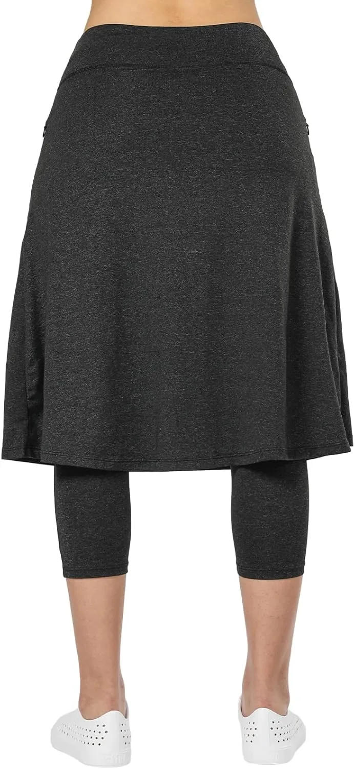 Women Athletic Knee Length Skirts with Leggings,Skorts Leggings&Skirted Capris Skorts for Women Yoga Pockets