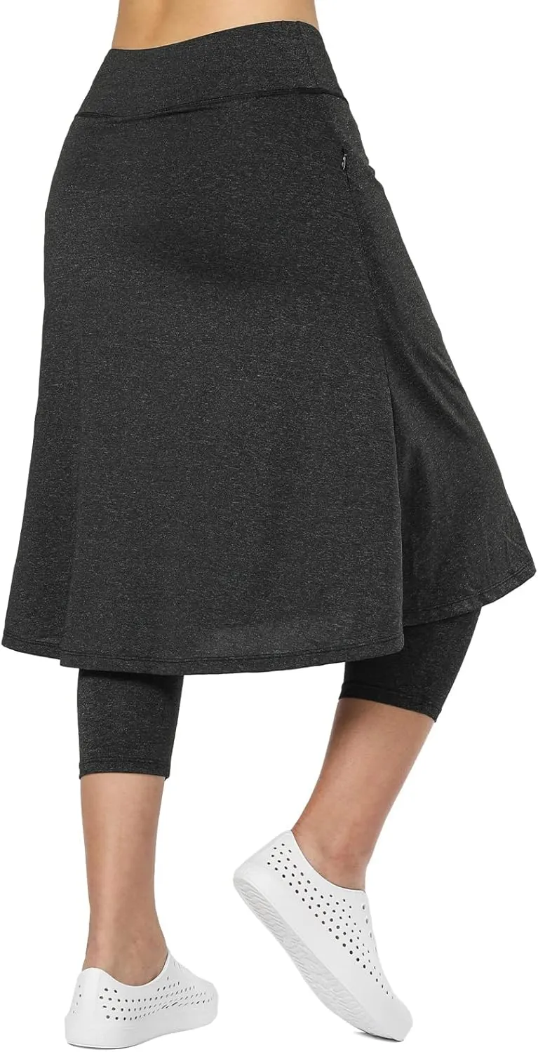 Women Athletic Knee Length Skirts with Leggings,Skorts Leggings&Skirted Capris Skorts for Women Yoga Pockets