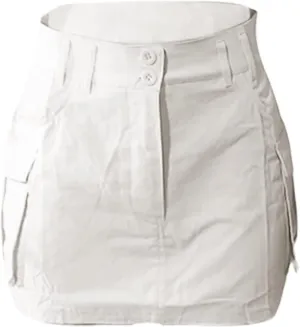 Women Cargo Midi Denim Skirt High Waisted Skirts Jean Skirt with Pockets Beach A Line Dress for Women's Novelty