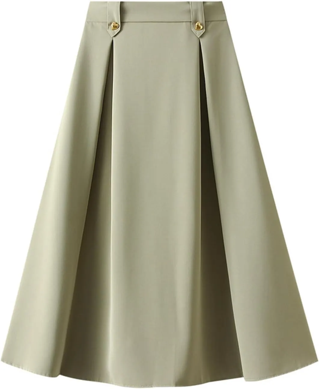 Women Fashion Casual Mid Length Suit Skirt A Line High Waisted Pleated Skirt Daily Long Leather Skirts for Women