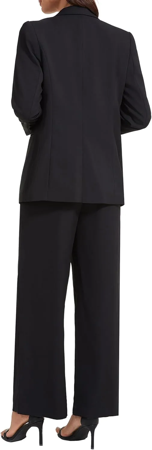 Women's 3 Piece Suit Business Casual One Button Blazer Camisole and Wide Leg Pants Set