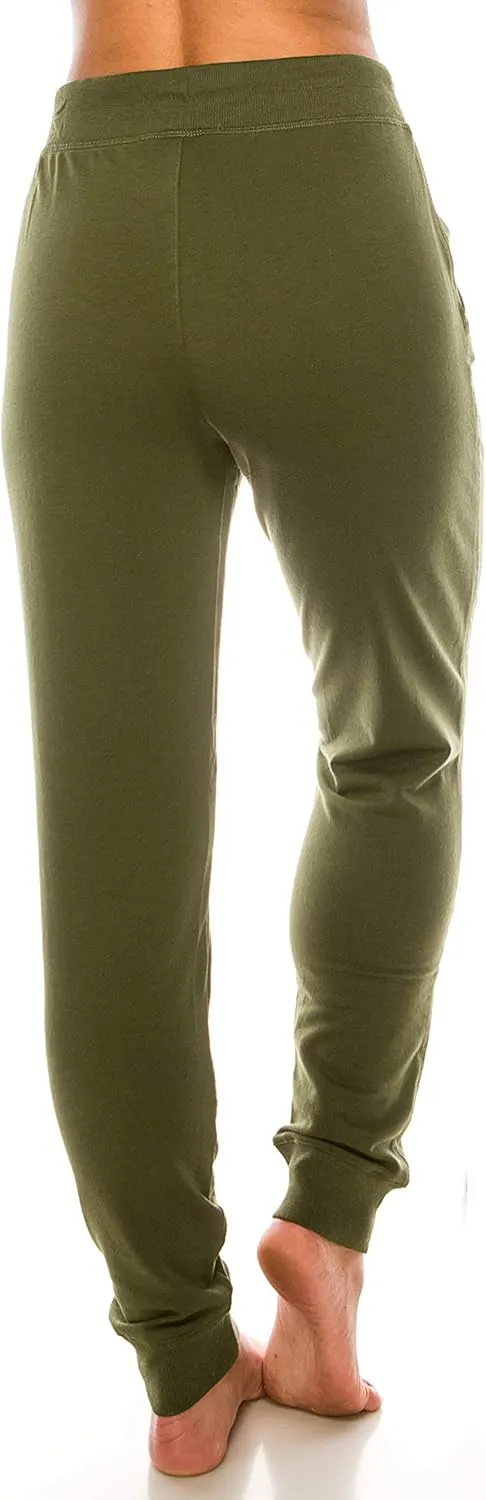 Womens Cotton Blend Jogger Sweatpants with Pockets Lounge Wear Tapered Active Yoga Casual Travel Pants