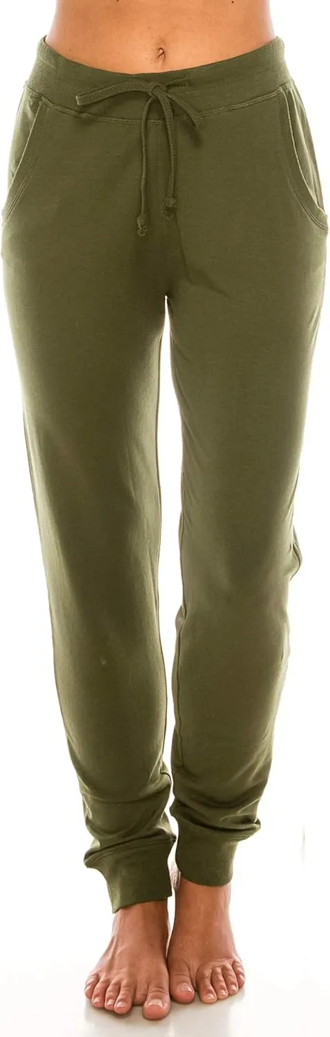 Womens Cotton Blend Jogger Sweatpants with Pockets Lounge Wear Tapered Active Yoga Casual Travel Pants