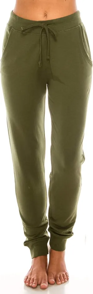 Womens Cotton Blend Jogger Sweatpants with Pockets Lounge Wear Tapered Active Yoga Casual Travel Pants