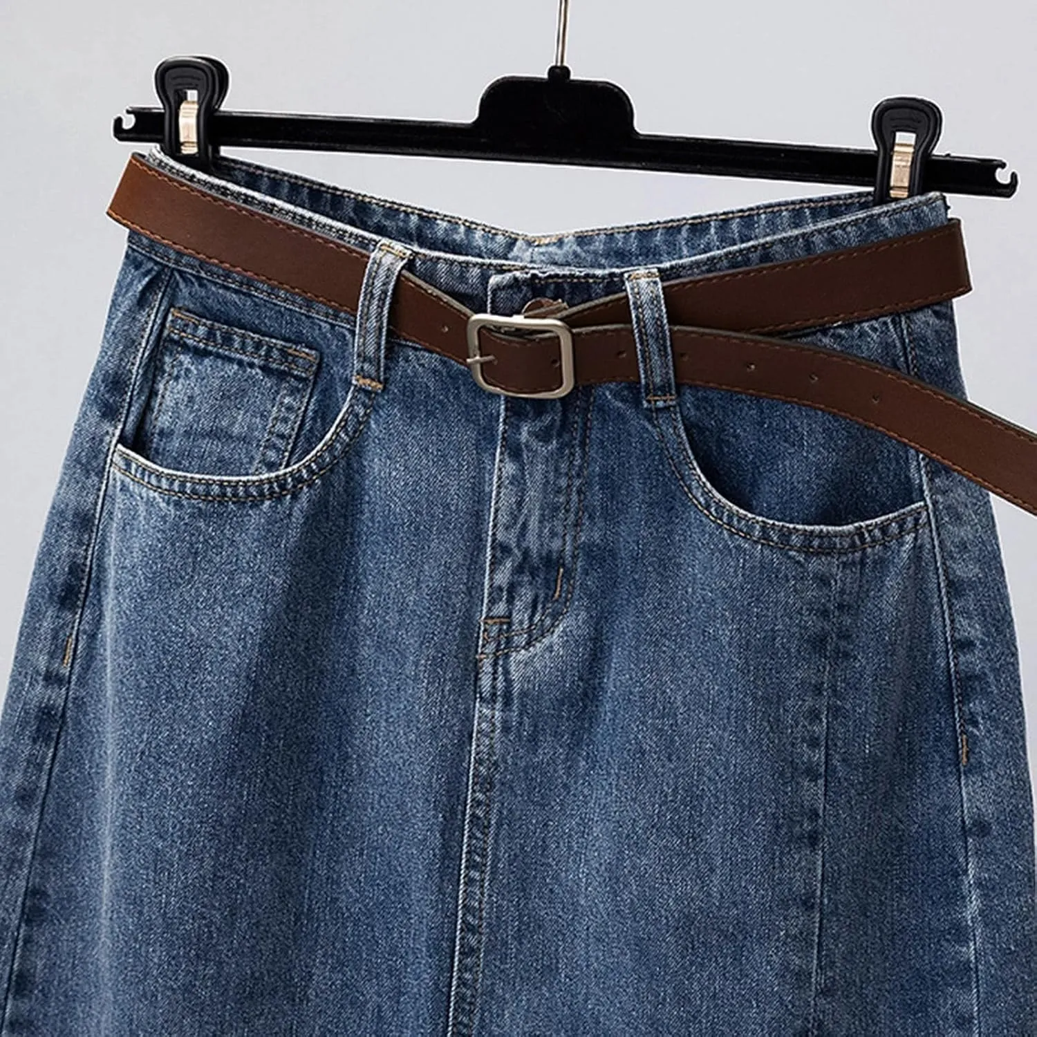 Women's Embroidery High Waisted Mid Length Spring and Summer New Slimming Slit Bag Hip A Line Skirt Summer Clothing