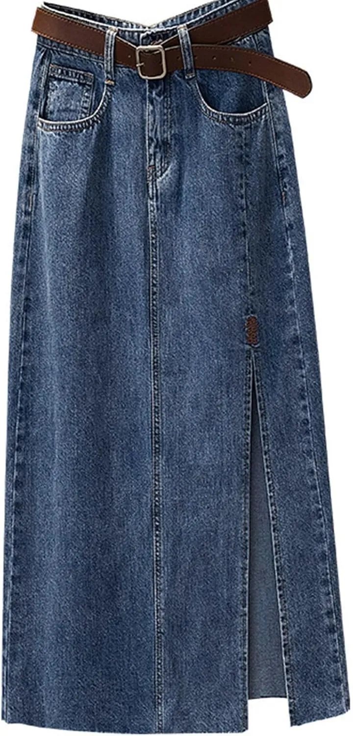 Women's Embroidery High Waisted Mid Length Spring and Summer New Slimming Slit Bag Hip A Line Skirt Summer Clothing