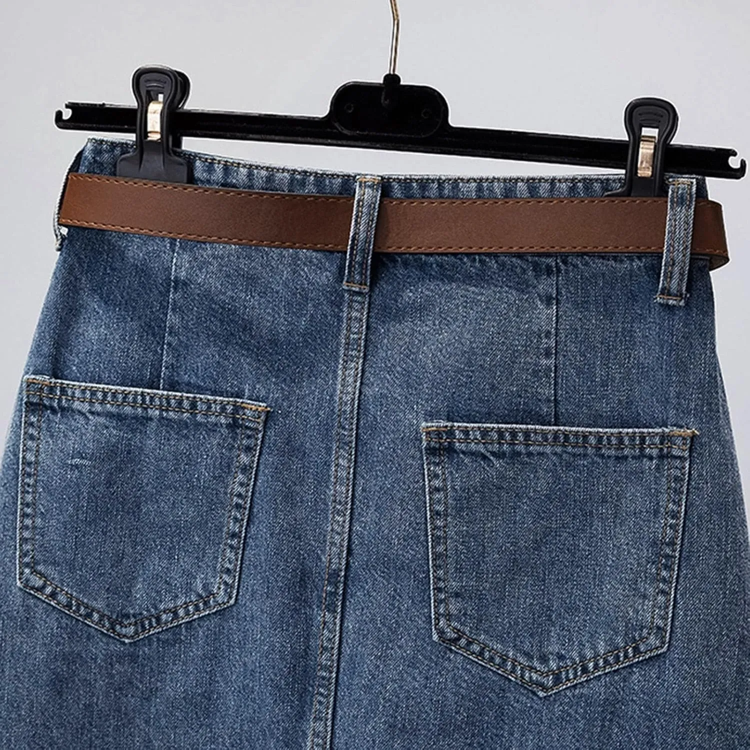 Women's Embroidery High Waisted Mid Length Spring and Summer New Slimming Slit Bag Hip A Line Skirt Summer Clothing