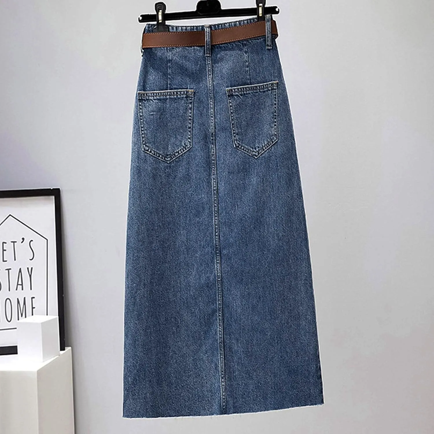 Women's Embroidery High Waisted Mid Length Spring and Summer New Slimming Slit Bag Hip A Line Skirt Summer Clothing