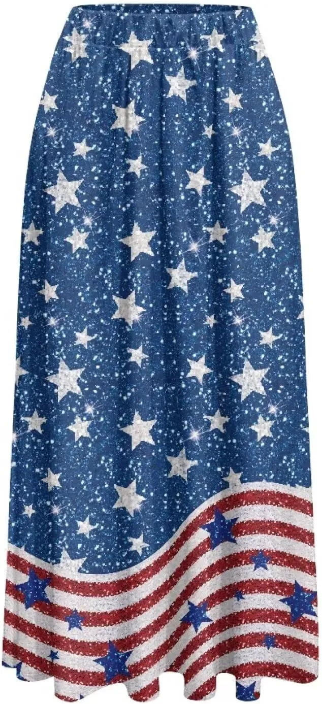 Women's Flowy Maxi Skirt High Waist Leopard Skirts with Pockets Elegant Going Out Work Party A-Line Skirt Summer