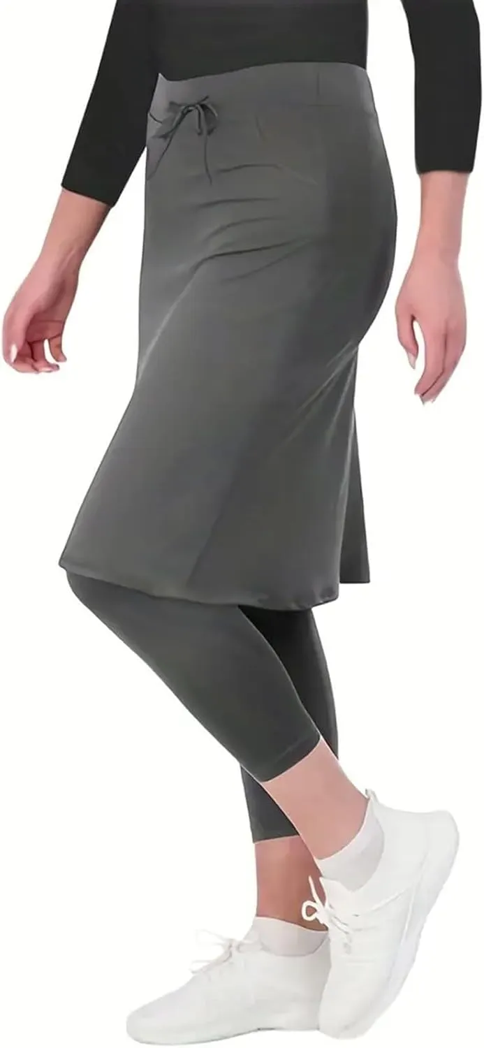 Womens Golf Skirts with Leggings Knee Length Tennis Skort with Pockets Stretchy Waisted Long Skorts 2025 Yoga Pants