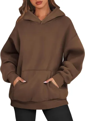 Womens Hoodies Pullover Trendy Y2k Cute Oversized Sweatshirt Fleece Lined Long Sleeve Fall Sweatshirts with Pockets