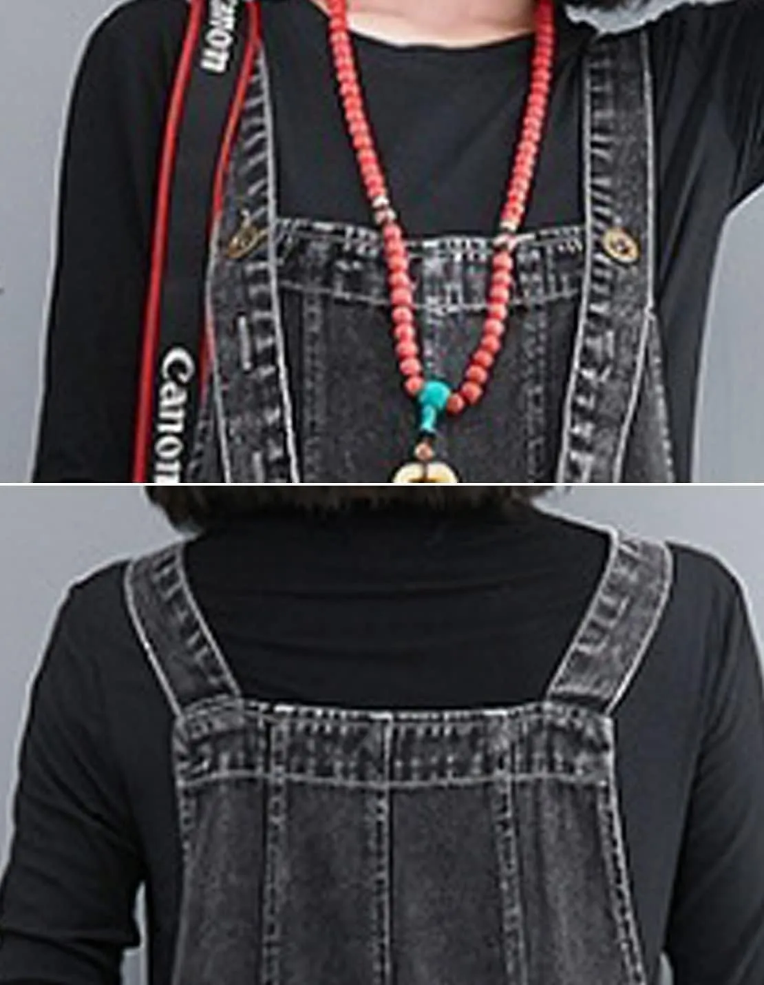 Women's Loose Baggy Denim Overalls Casual Vintage Adjustable Straps Stretch Bib Jumpsuit Rompers Harem Pants