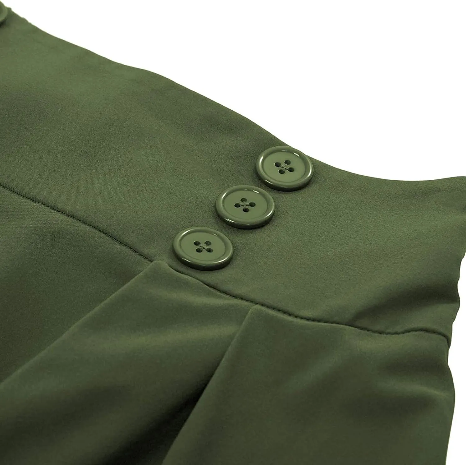 Womens Pleated Skirt High Waist Midi Skirts A Line Vintage Skirts Dressy Casual Button Skirt Elegant Cocktail Skirts