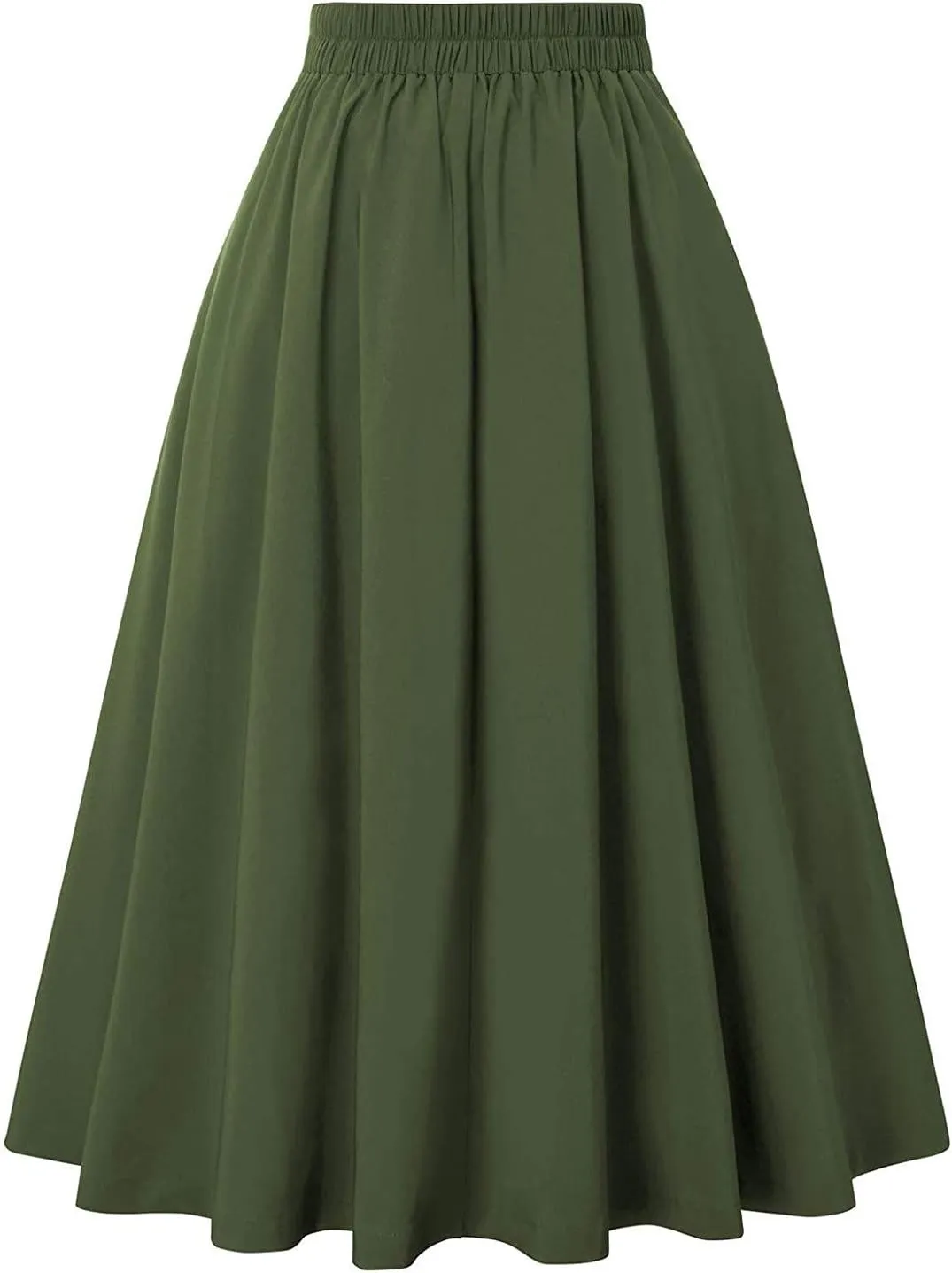 Womens Pleated Skirt High Waist Midi Skirts A Line Vintage Skirts Dressy Casual Button Skirt Elegant Cocktail Skirts
