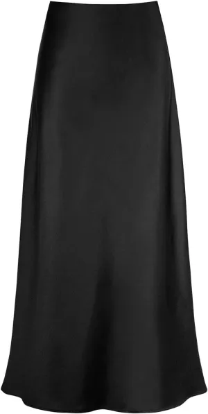 Women's Satin Maxi Skirt Solid Color Fishtail Skirt High Waist Long Skirt Elegant Spring Summer Pleated Skirt