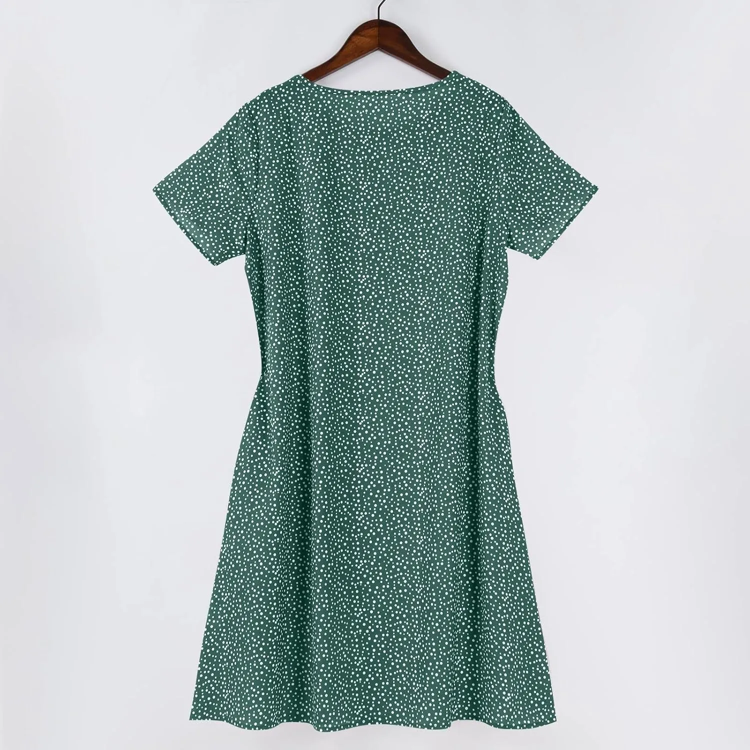 Women's Short Sleeve Summer Sundress with Pockets, Casual Loose Fit Floral Round Neck Knee Length Beach Dress