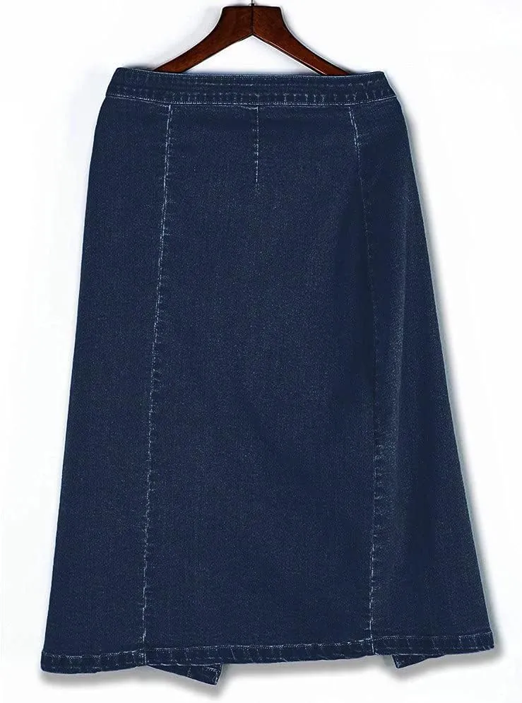 Womens Split Front Button Down Denim Skirt Dressy High Waist Bodycon Midi Skirts Plus Size Casual Jean Pencil Skirt