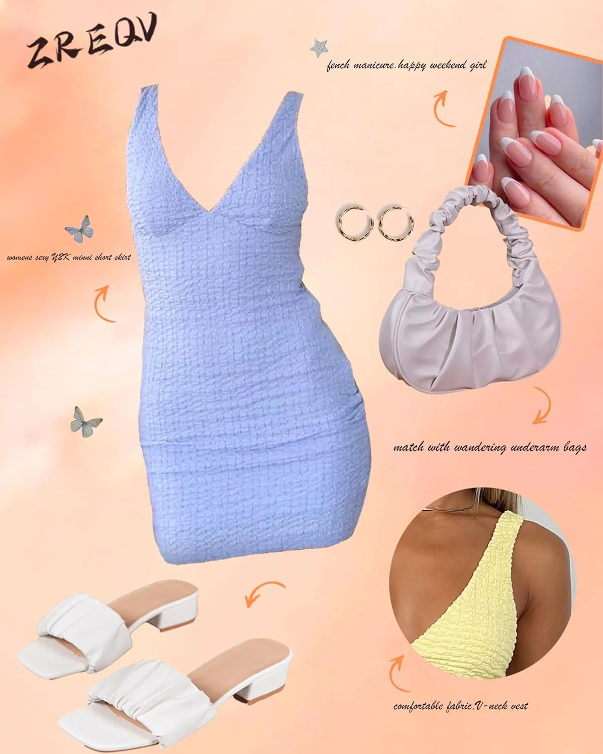 Women's Summer Bodycon Dresses Sexy V Neck Sleeveless Backless Vacation Going Out Party Club Mini Dress