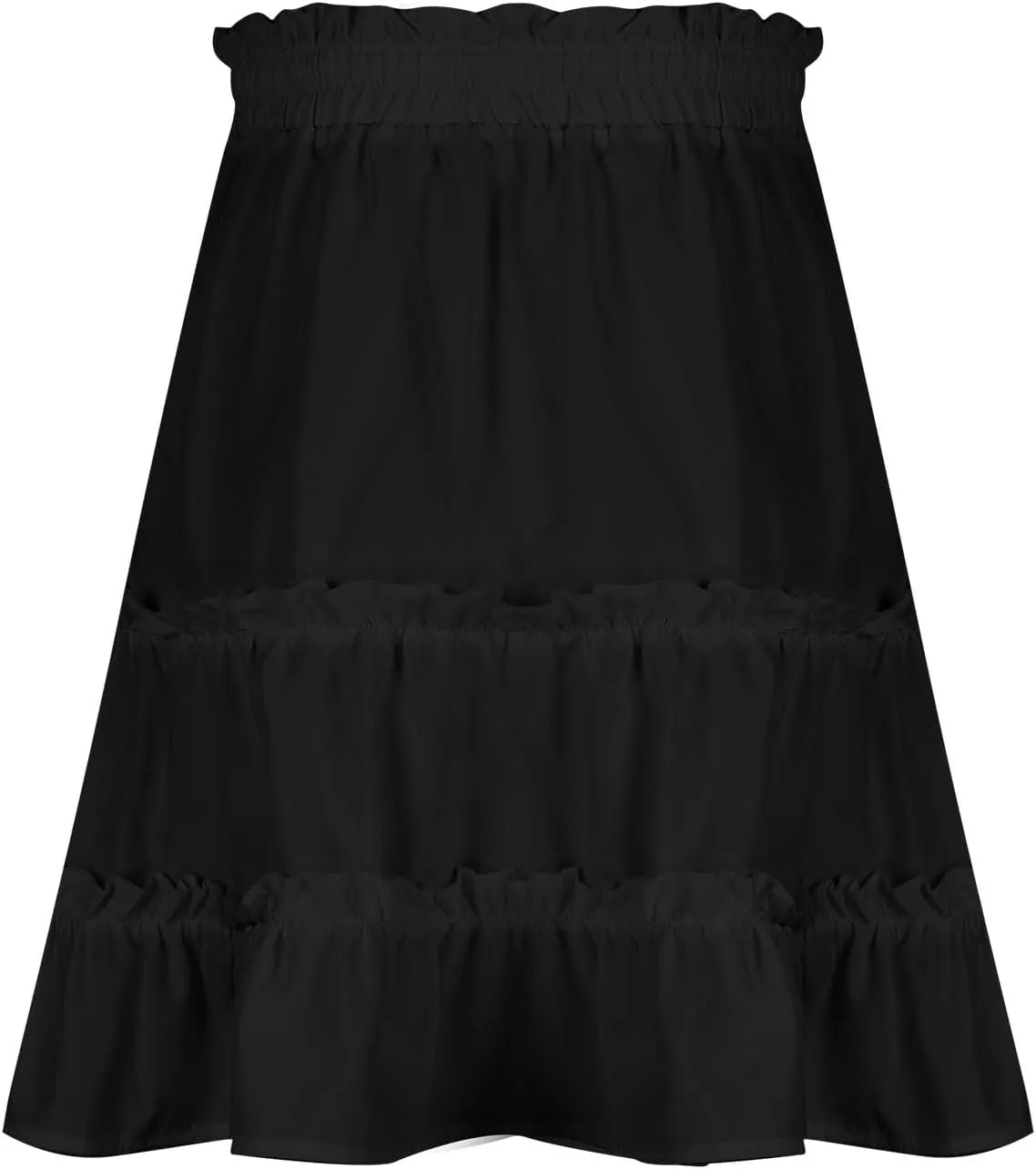 Women's Summer Cute High Waist Ruffle Skirt Drawstring Solid Color Teen Girls Swing Beach Mini Skirt 2025 Trendy