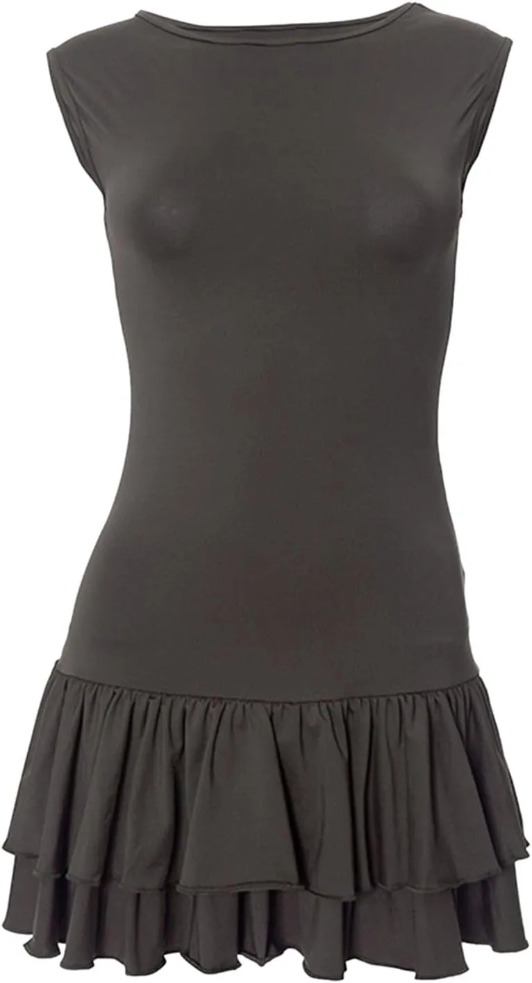 Womens Summer Mini Dress Sleeveless Crewneck Short Tank Sundress Flowy Ruffle Tiered Cocktail Party Dresses