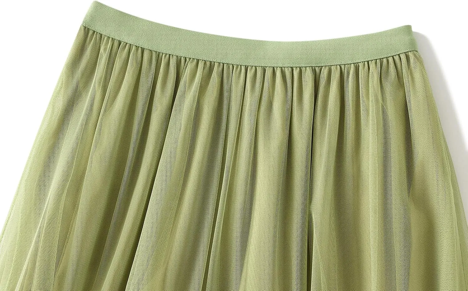 Womens Tulle Long Skirts Elastic High Waist Ruffle Hem Tutu Skirts Fluffy A-line Midi Skirts