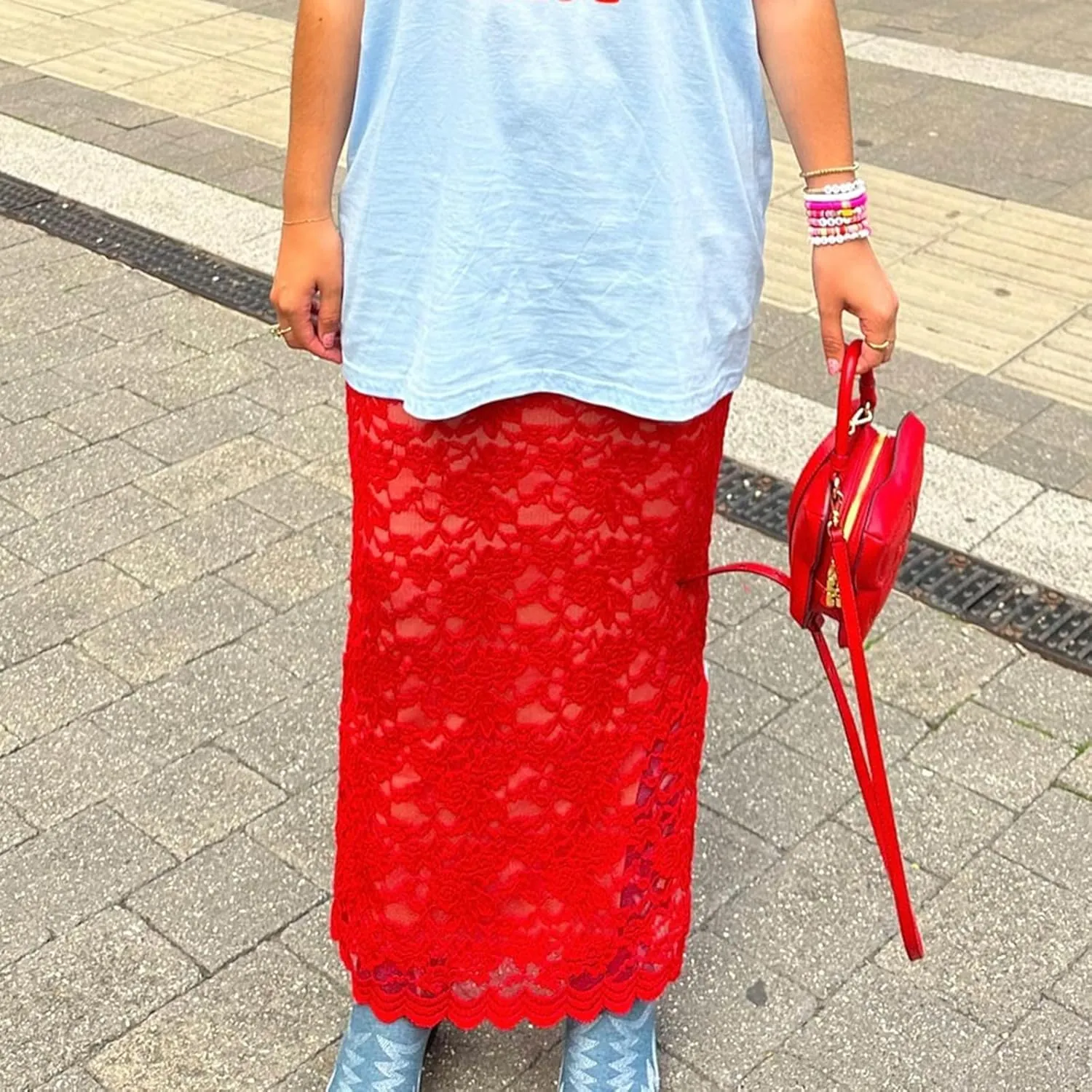 Y2K Lace Maxi Skirts for Women Floral Lace Mesh Sheer Long Skirts Asymmetrical Hem See-Through Half Slip Skirts