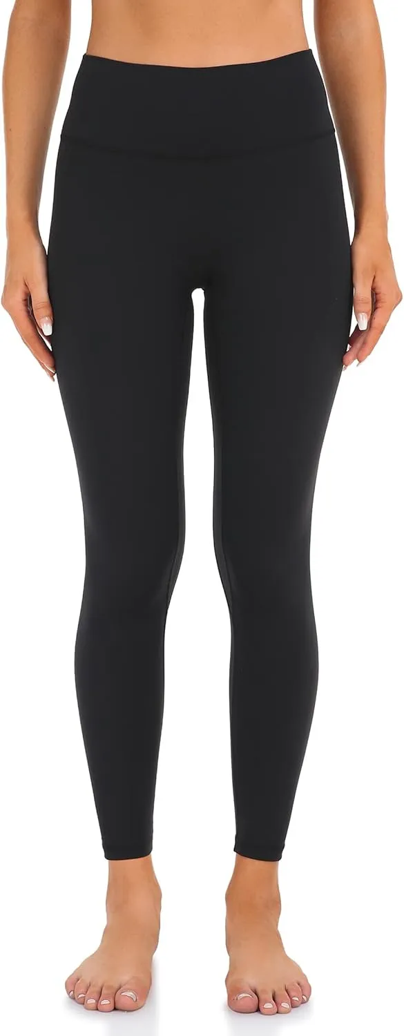 YUNOGA Women's High Waist Workout Leggings, No Front Seam Tummy Control Yoga Tight Pants 25"