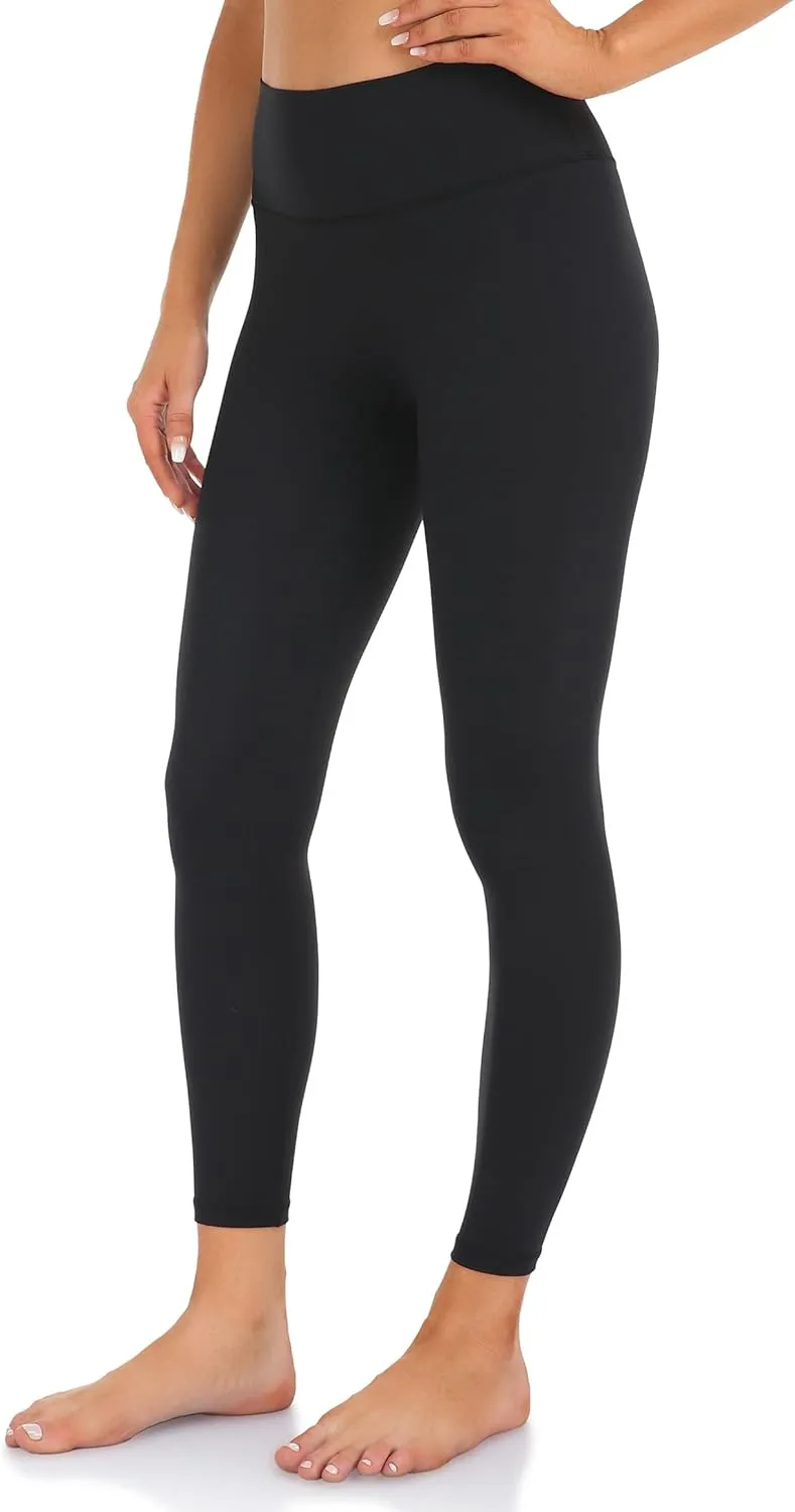 YUNOGA Women's High Waist Workout Leggings, No Front Seam Tummy Control Yoga Tight Pants 25"