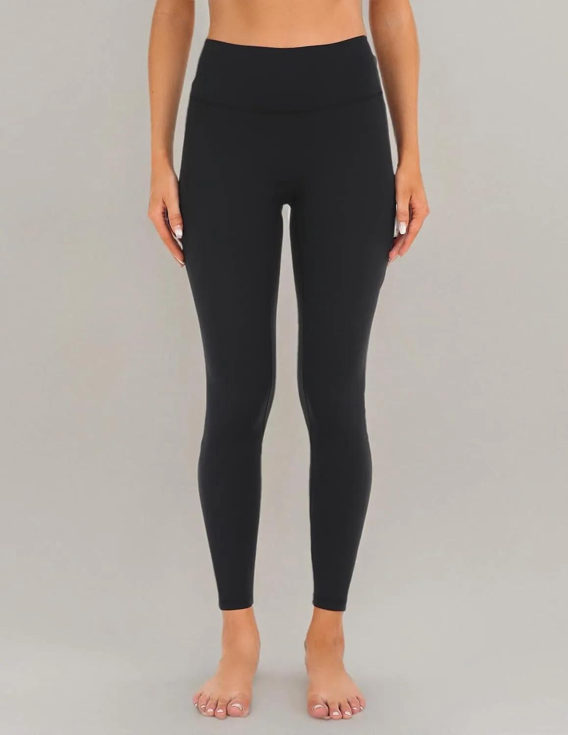 YUNOGA Women's High Waist Workout Leggings, No Front Seam Tummy Control Yoga Tight Pants 25"