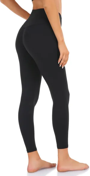 YUNOGA Women's High Waist Workout Leggings, No Front Seam Tummy Control Yoga Tight Pants 25"