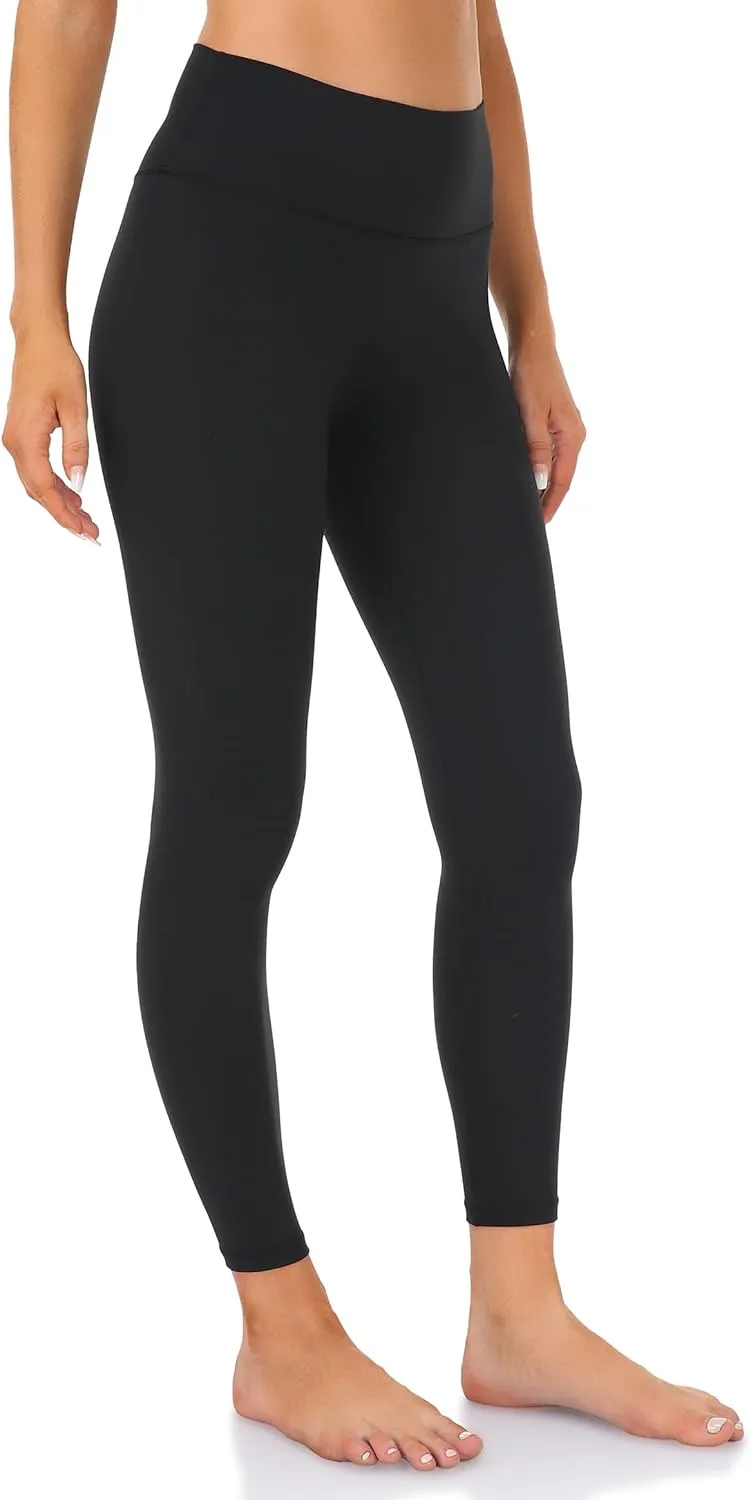 YUNOGA Women's High Waist Workout Leggings, No Front Seam Tummy Control Yoga Tight Pants 25"