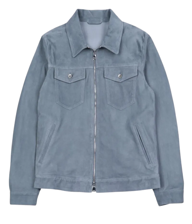 Zipped Trucker Jacket in Fiordo