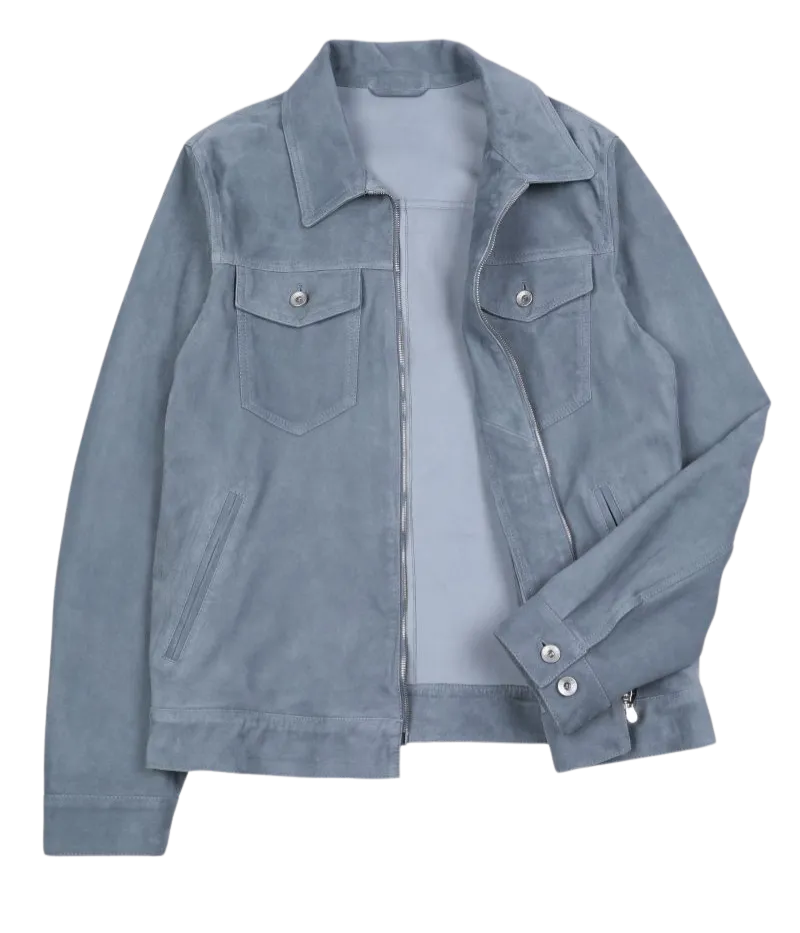 Zipped Trucker Jacket in Fiordo