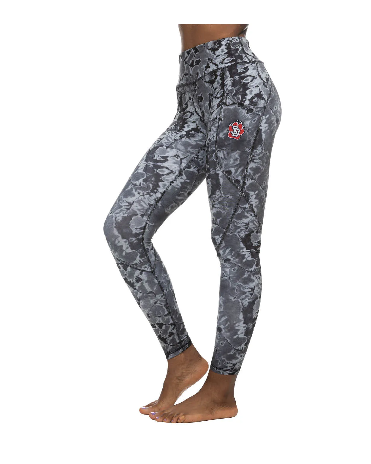 Zoozatz Black and Gray Tie-Dye Legging with Pocket